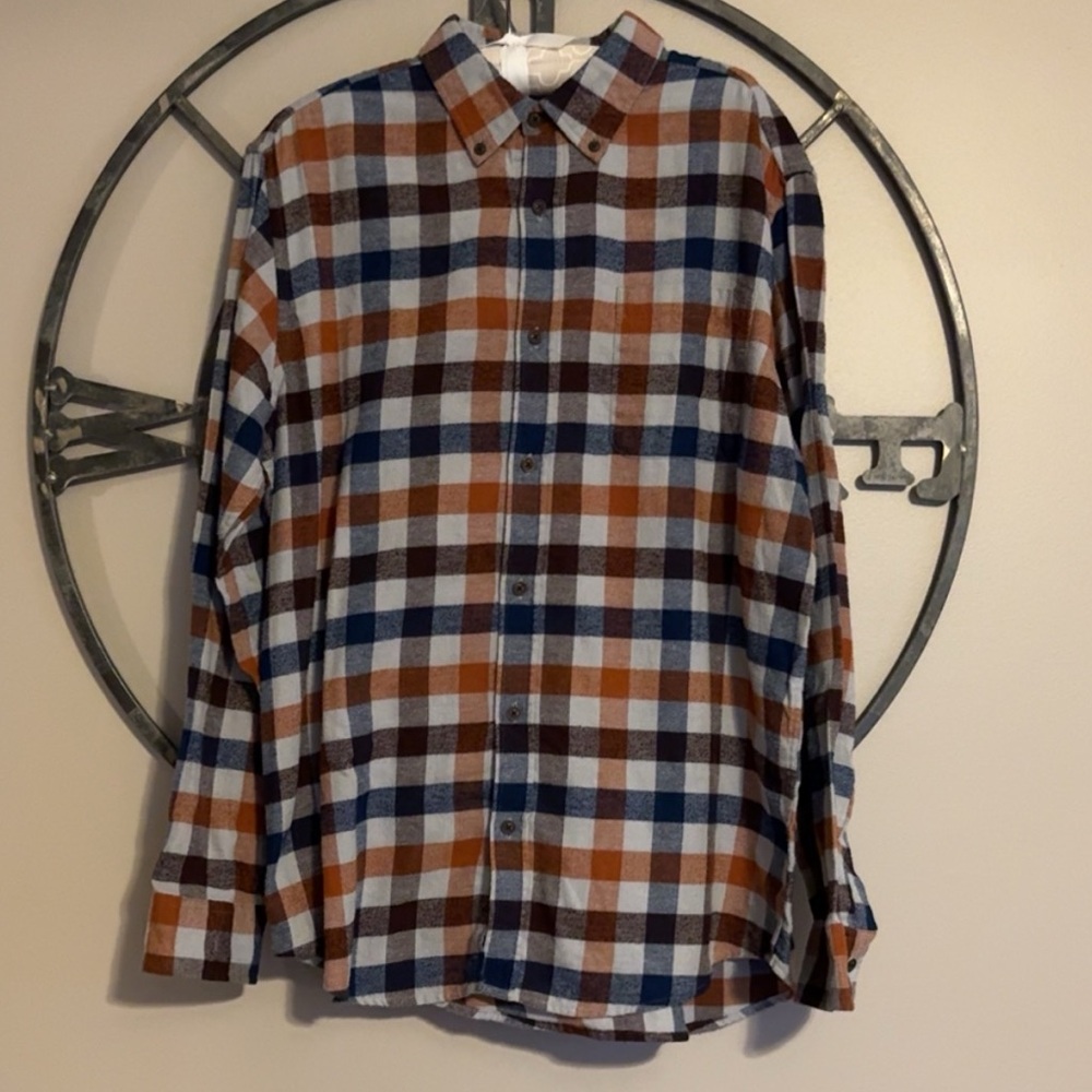 Mens Flannel Plaid Long Sleeve Button Down